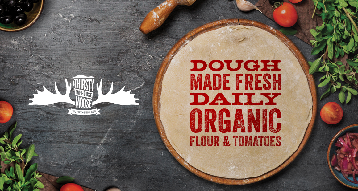 Dough made fresh daily, with organic flour and tomatoes